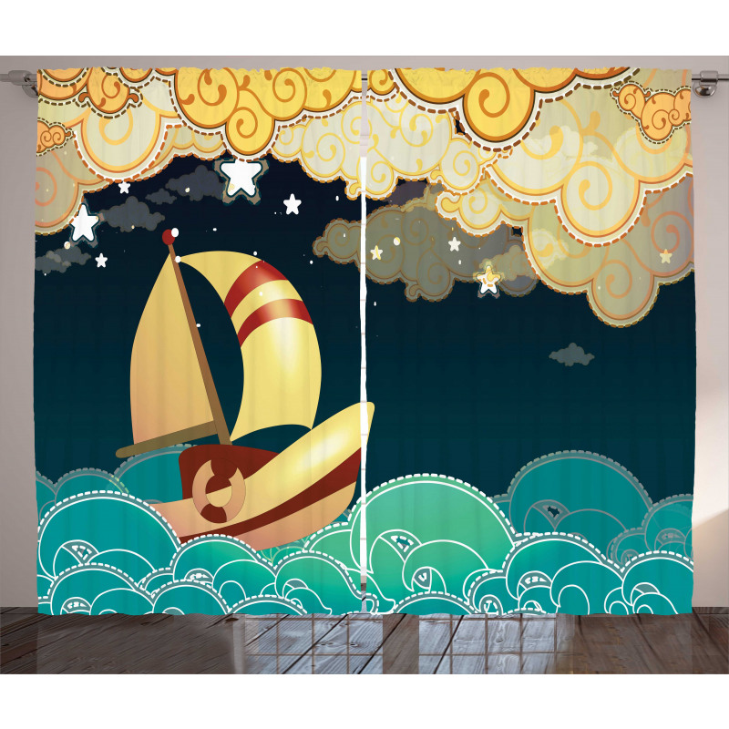 Fantasy Night Sea Waves Curtain