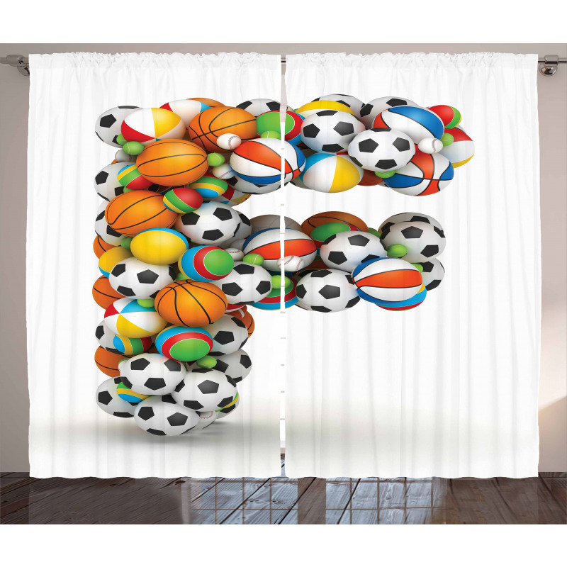 Sports Balls Composition Curtain