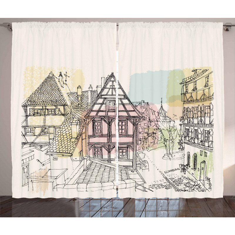 Historic Nuremberg Scene Curtain