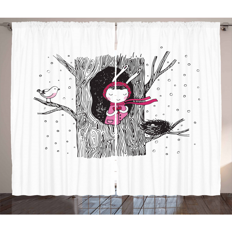 Girl in Hollow with Heart Curtain