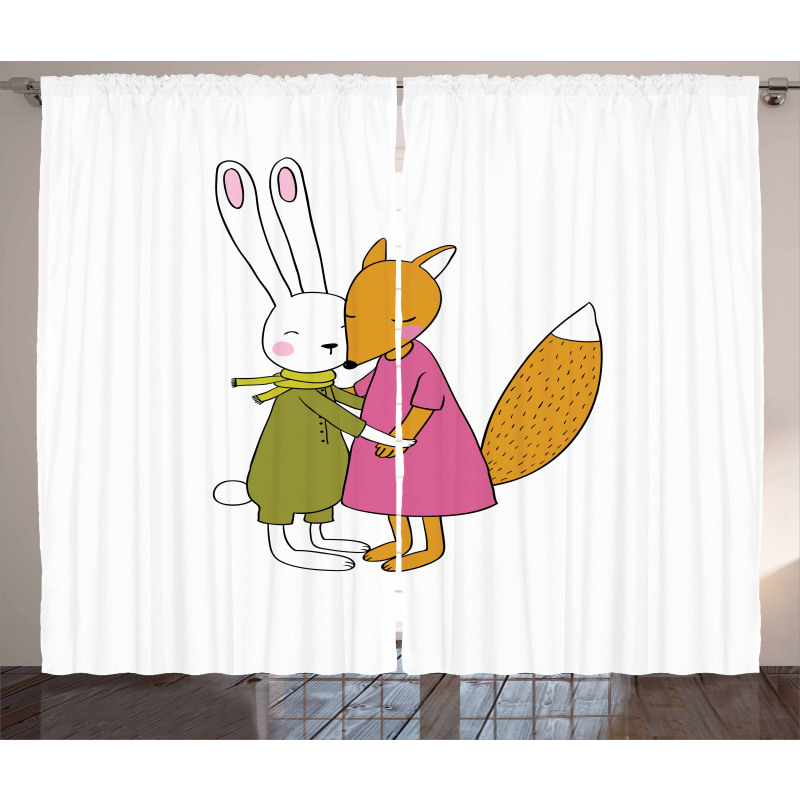 Fox and Hare Hugging Curtain