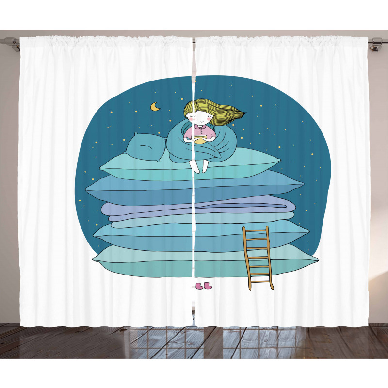 Girl on Pillows Bedtime Curtain