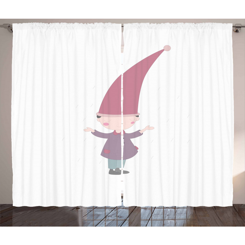 Cartoon Gnome Under Rain Curtain