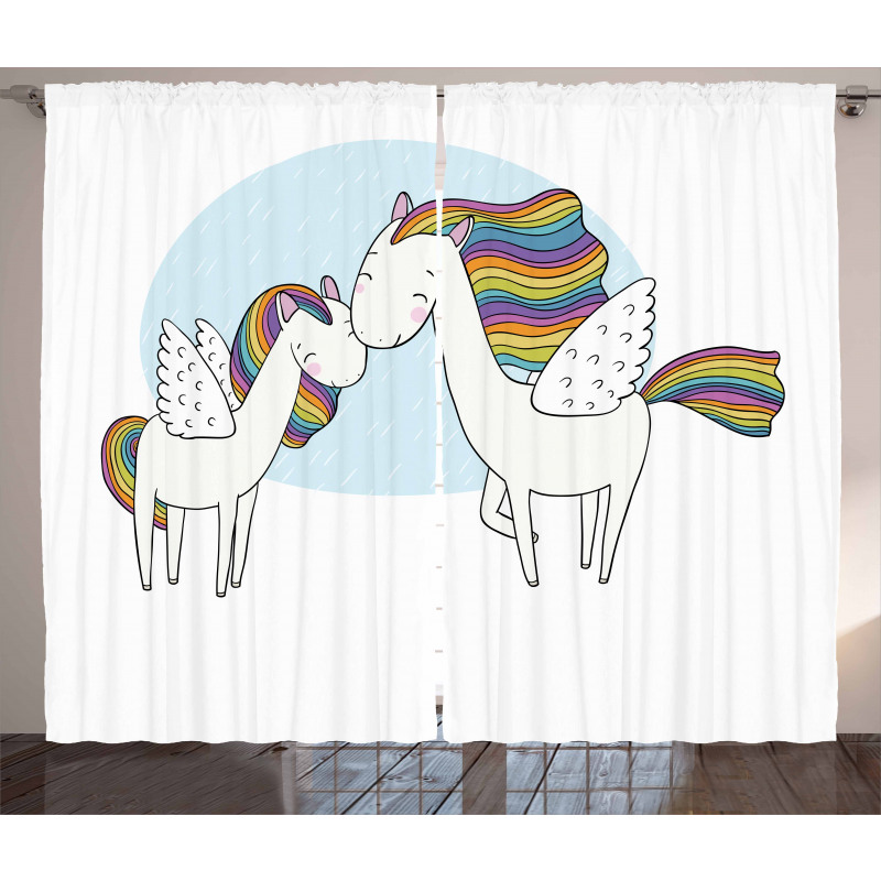 Colorful Pegasus Horses Curtain
