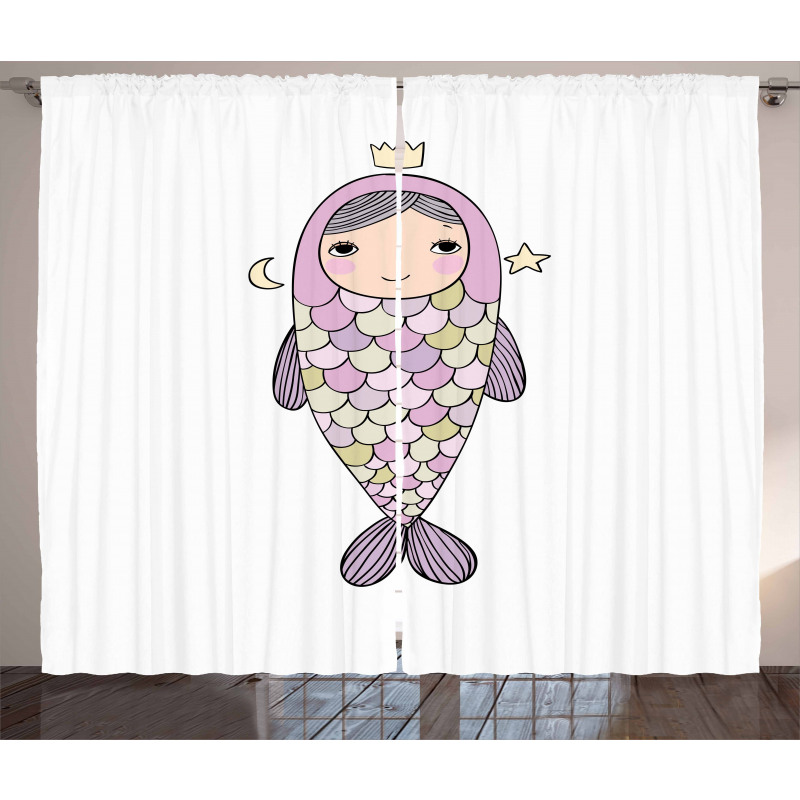 Girl in Fish Costume Curtain