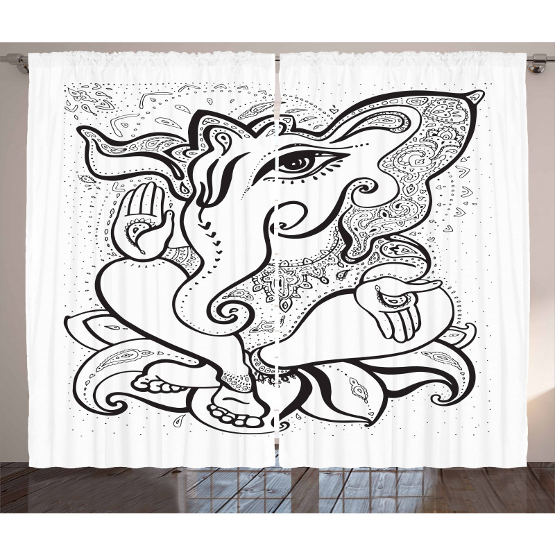 Oriental Symbol Elephant Curtain