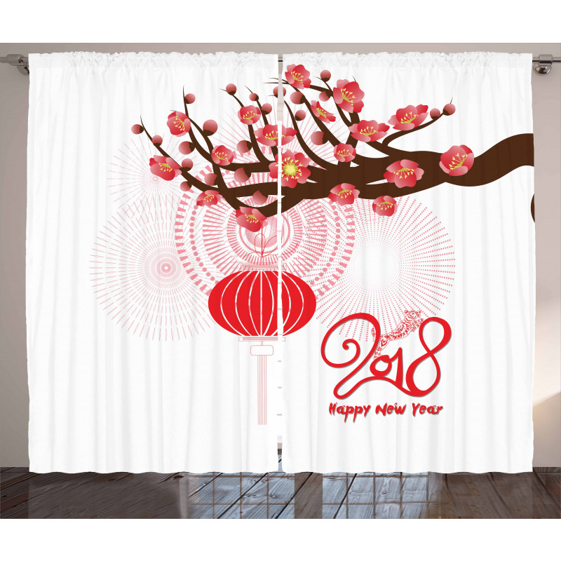 Cherry Branch Lantern Curtain