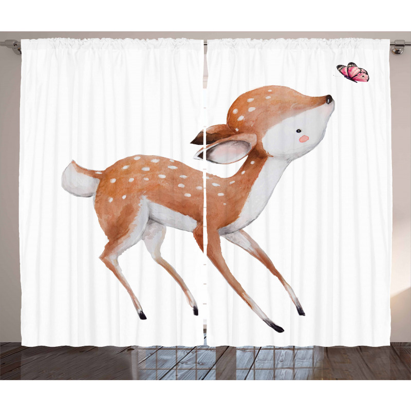 Young Deer and Butterfly Curtain