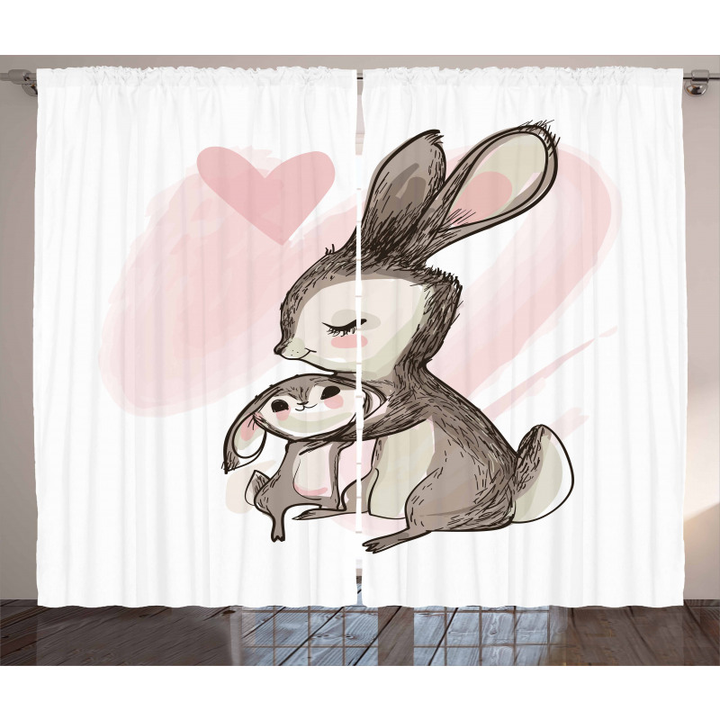 Bunny with His Mom Curtain