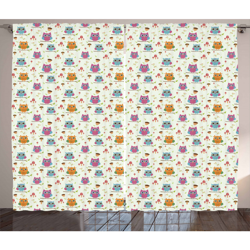 Birds Forest Elements Curtain