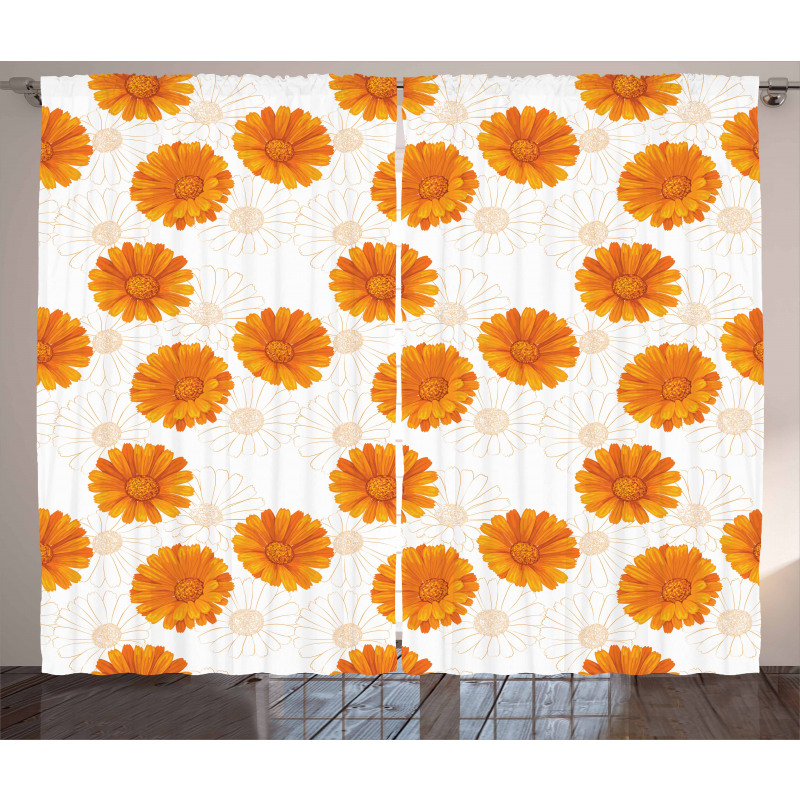 Calendula Flowers Curtain