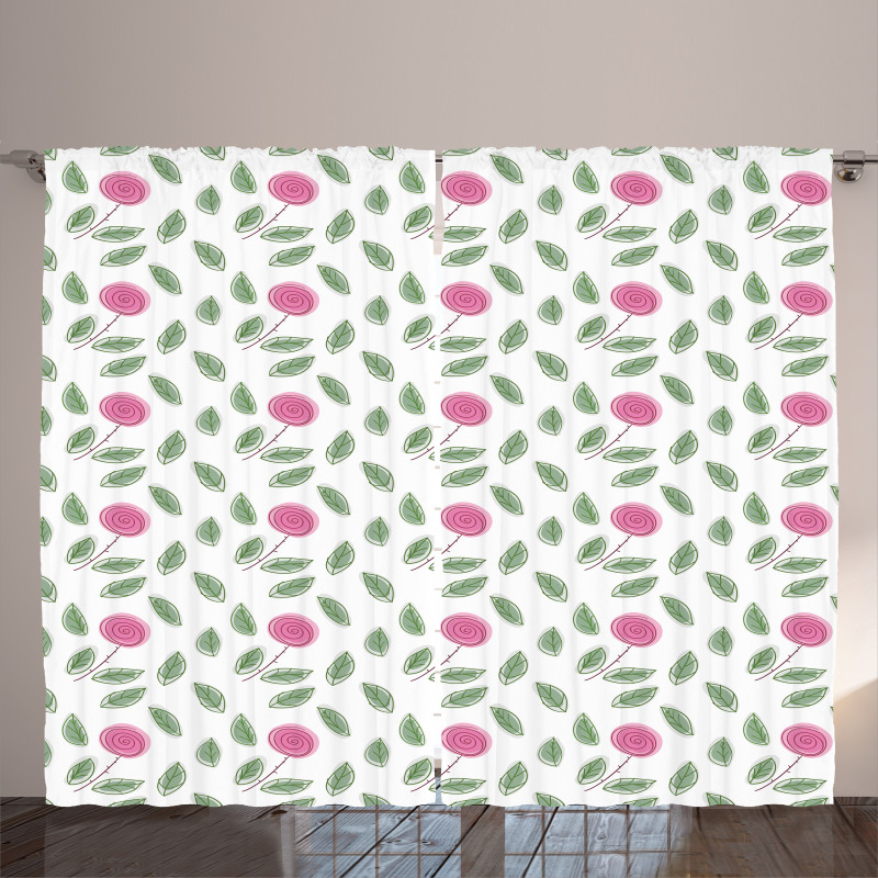 Modern Style Pink Blossoms Curtain