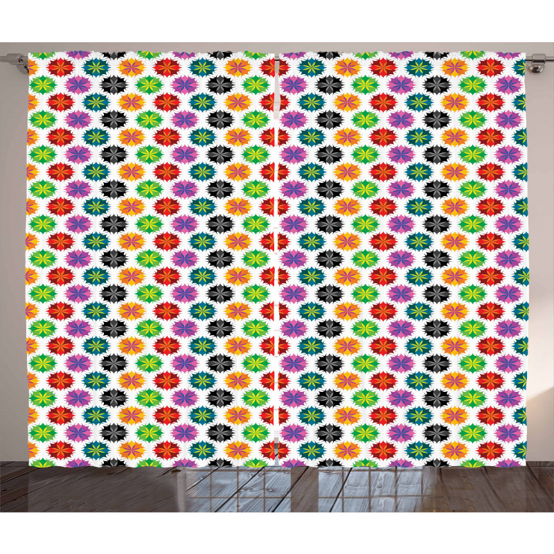 Vibrant Abstract Flora Curtain