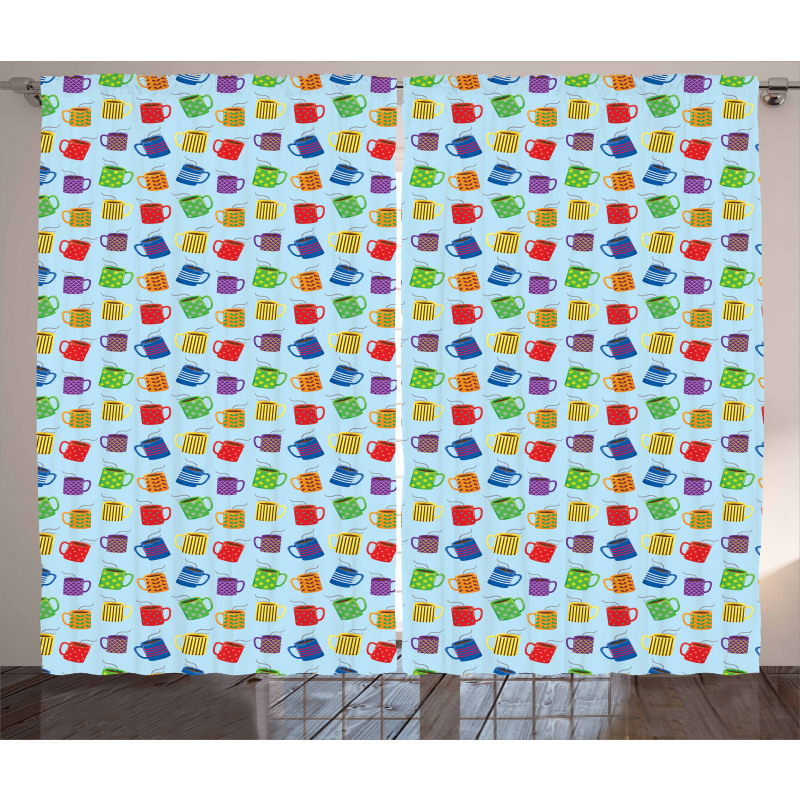 Colorful Mugs Hot Drink Curtain