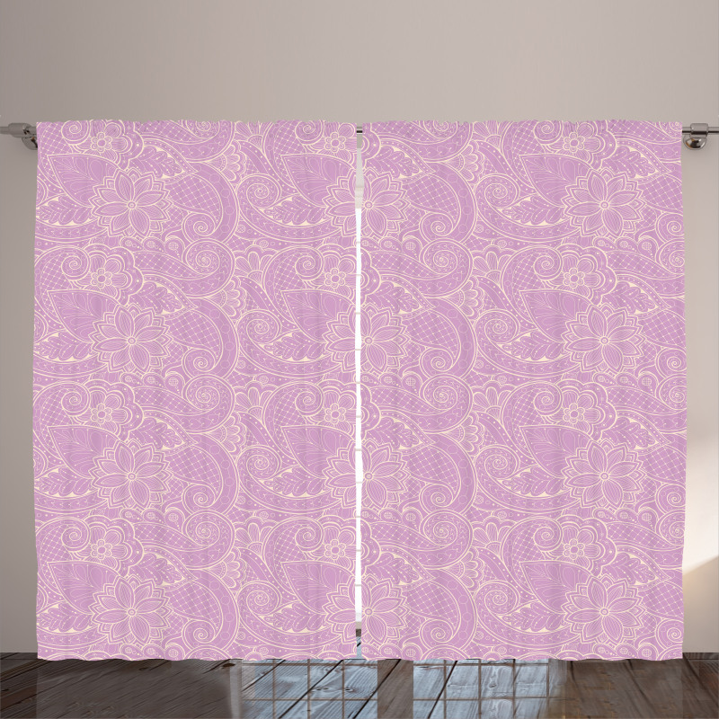 Monochrome Blooming Flora Curtain