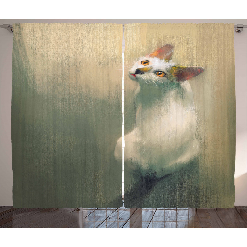Watercolor Young Kitten Curtain