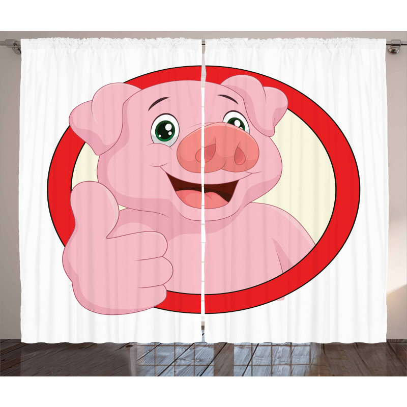 Pig Mascot Thumbs Curtain