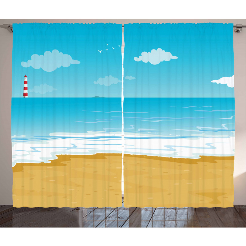 Sandy Beach Ocean Curtain