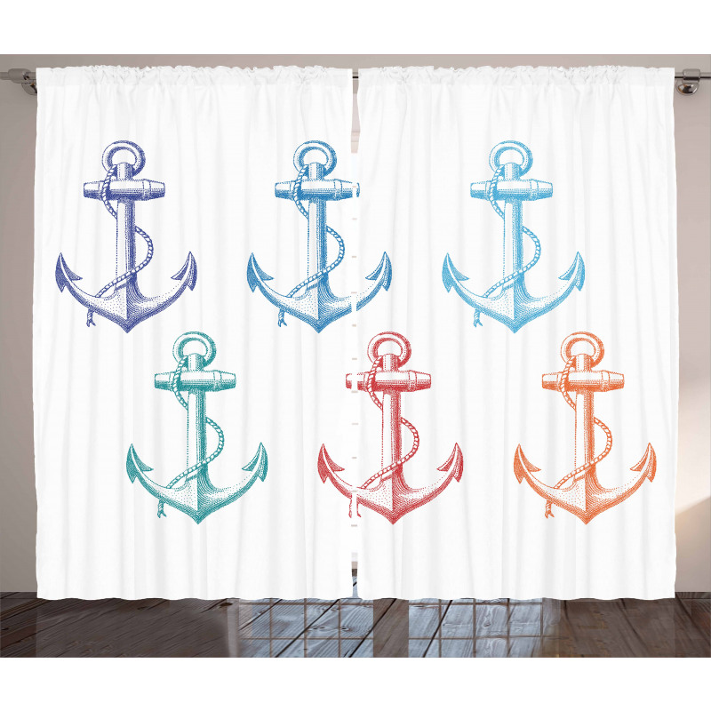 Colorful Anchor Marine Curtain