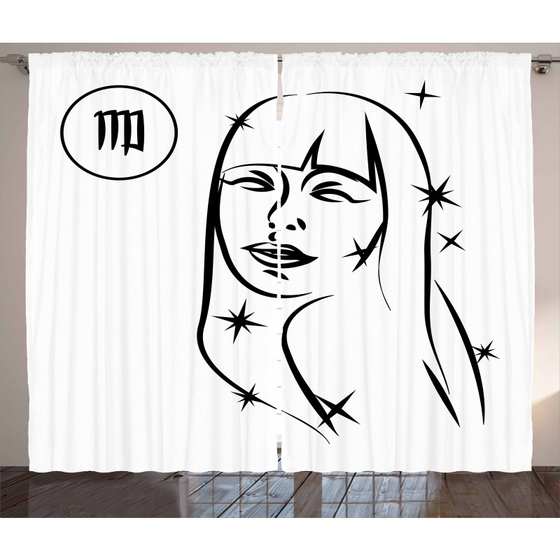 Woman with Stars Curtain