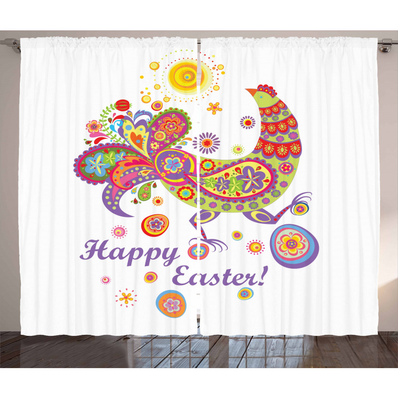 Blossoming Flowers Dots Curtain