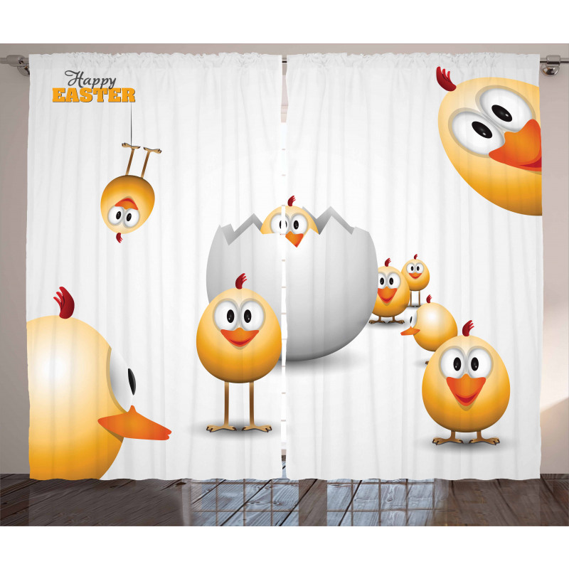Chicks Funny Cartoon Curtain