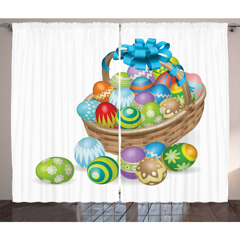 Basket of Colorful Eggs Curtain