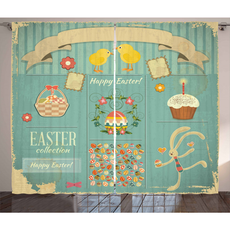 Eggs Cupcake and Basket Curtain