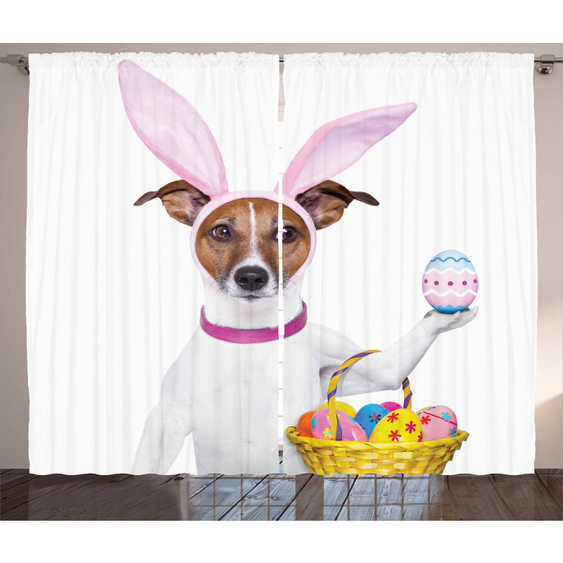 Dog as Easter Bunny Curtain