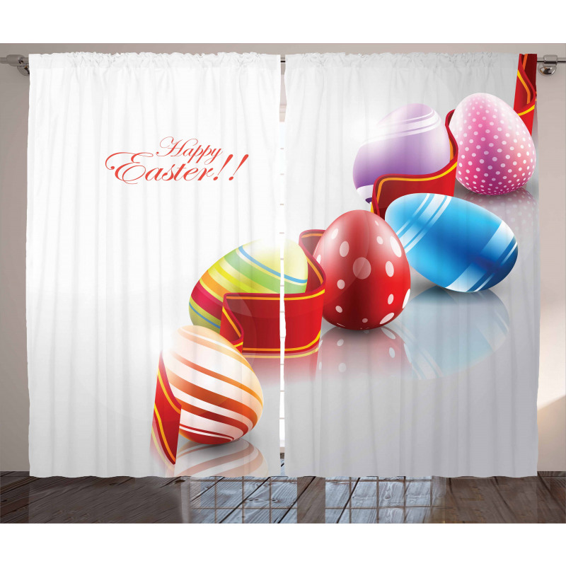 Ribbon and Colorful Eggs Curtain
