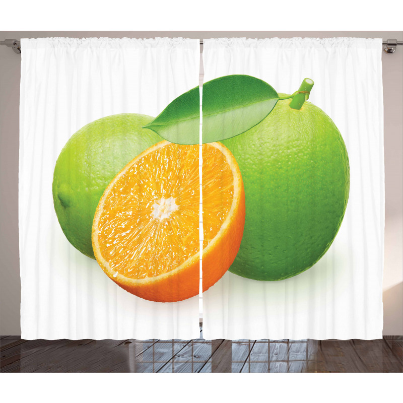Lime Orange Design Curtain