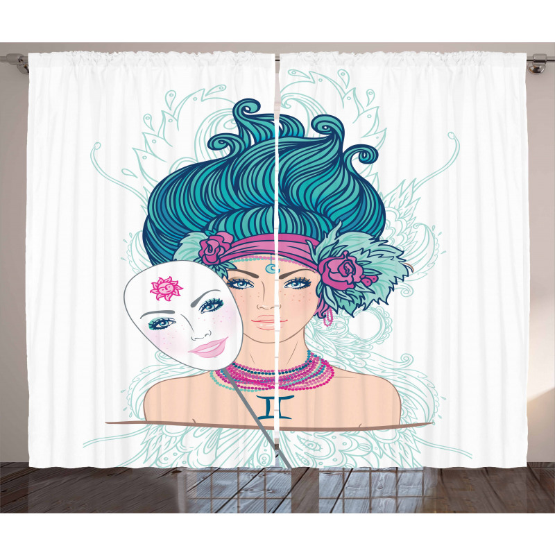 Young Lady Mask Curtain