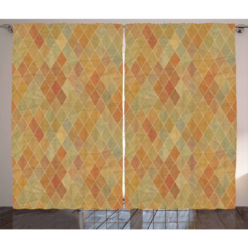 Geometric Rhombus Tile Curtain