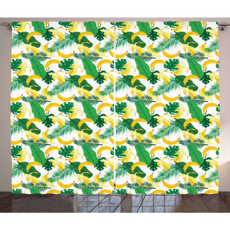 Cartoon Banana Leaves Curtain