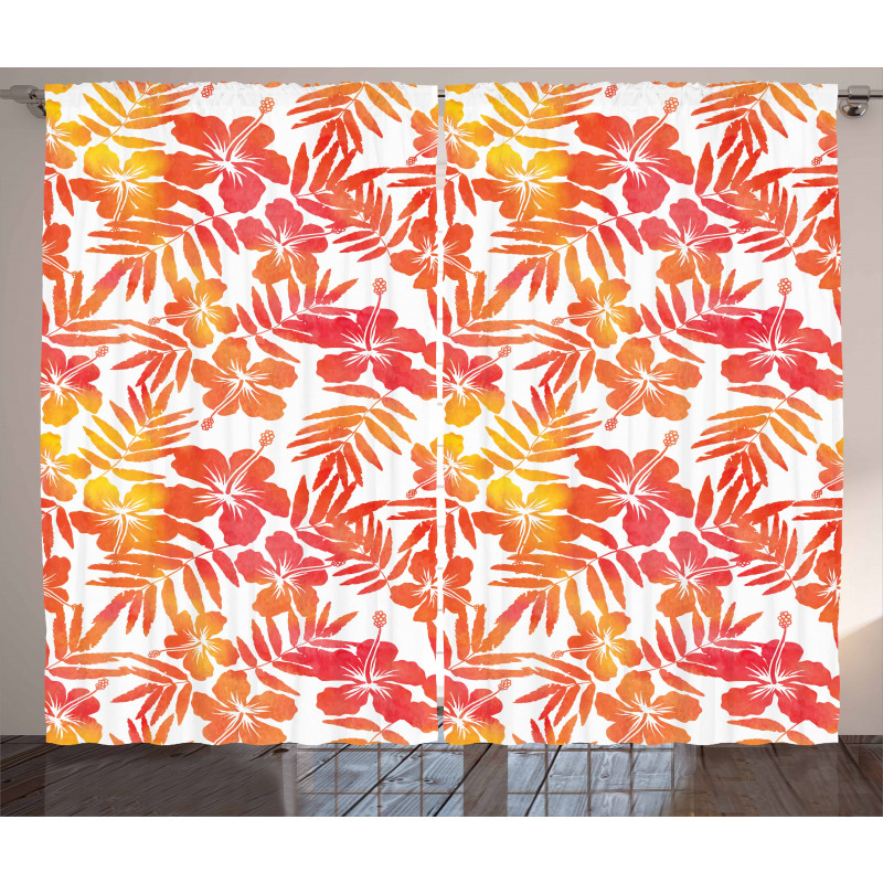 Hibiscus Flowers Art Curtain