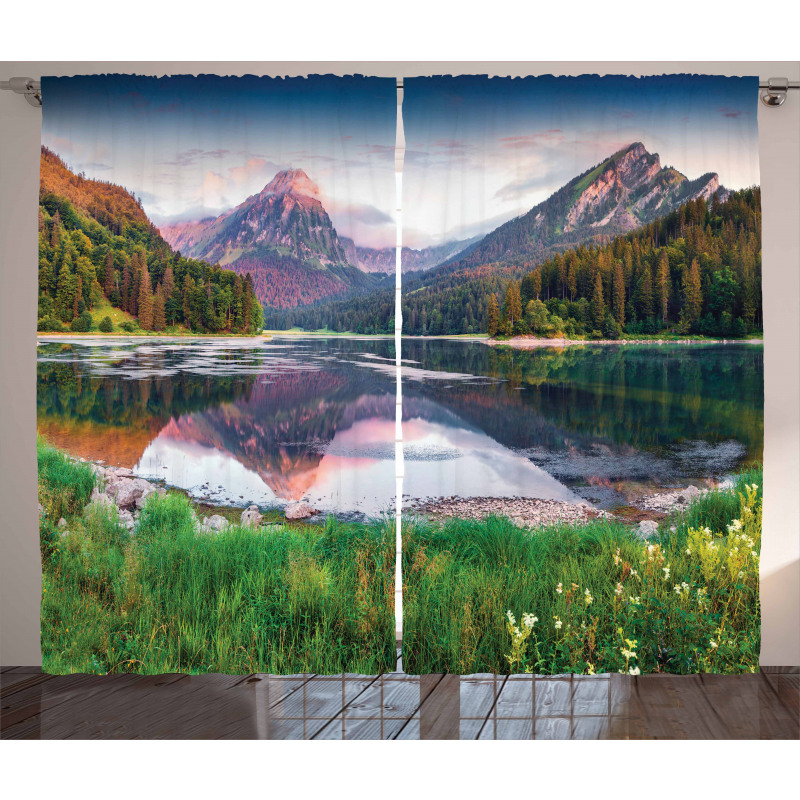 Swiss Lake Sunrise Curtain