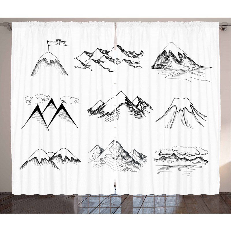 Snowy Peaks Doodle Curtain