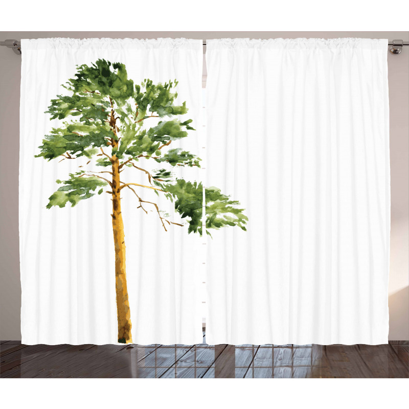 Aquarelle Nature Sketch Curtain