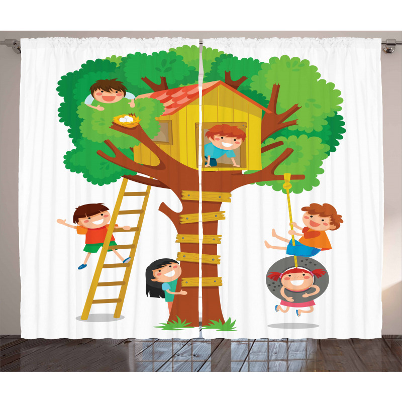 Boys Girl in a Tree House Curtain