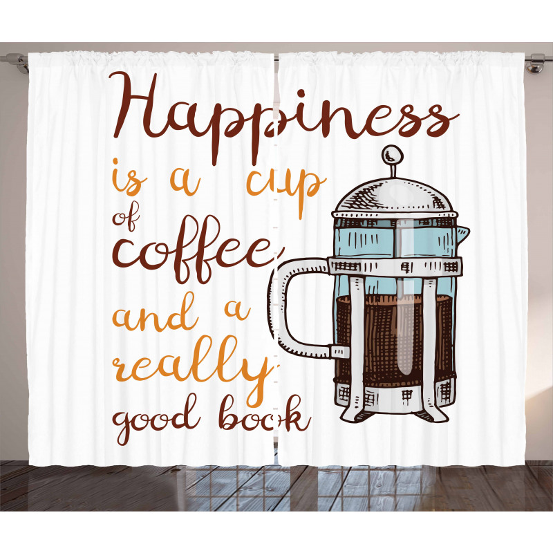 French Press and Words Curtain