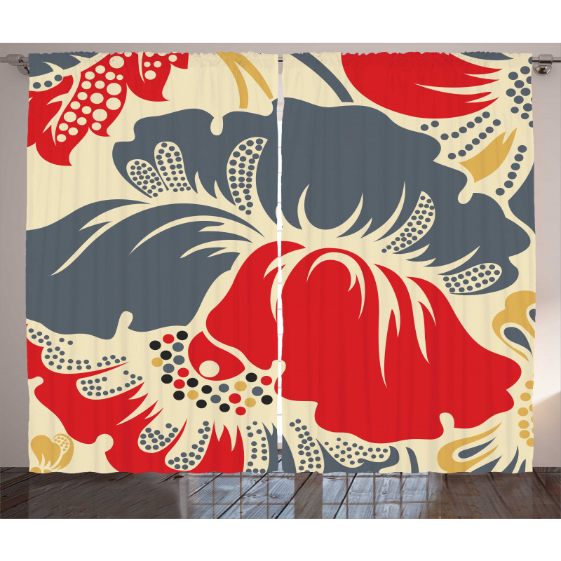 Abstract Chinese Floral Curtain