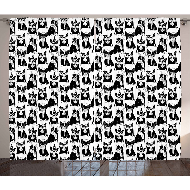 Doodle Funny Puppies Curtain