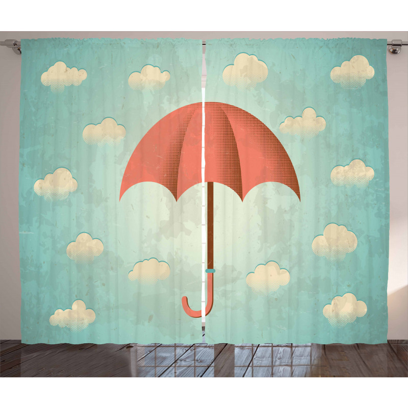 Vintage Cloudy Sky Curtain