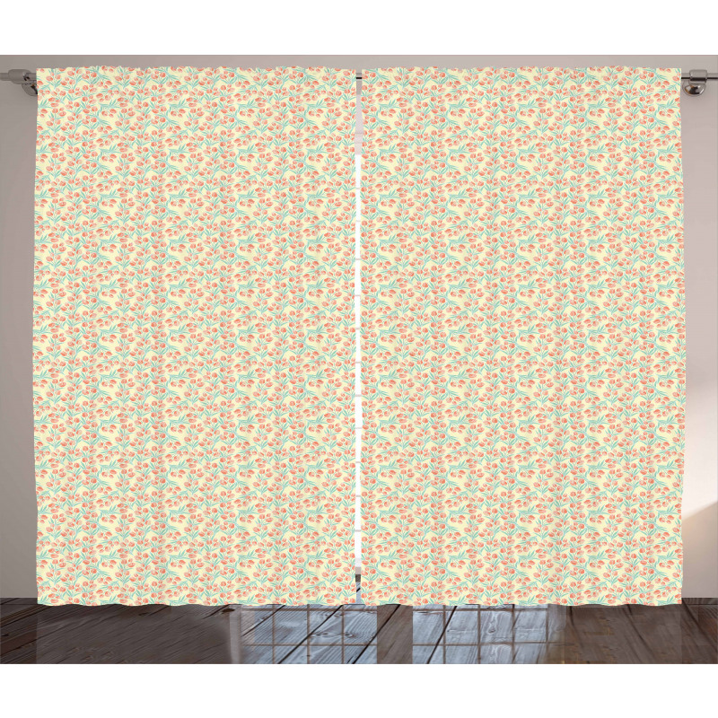 Seasonal Tulips Pattern Curtain