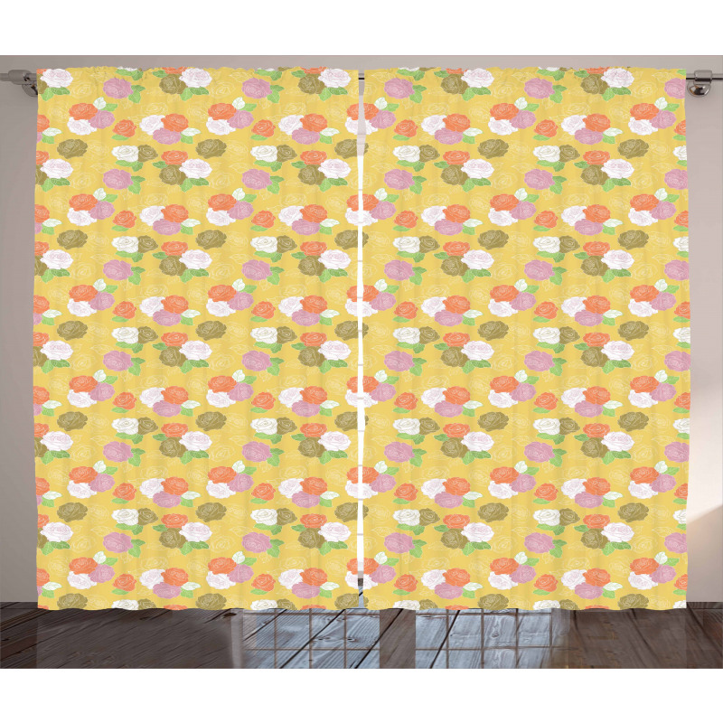 Colorful Rose Bloom Curtain