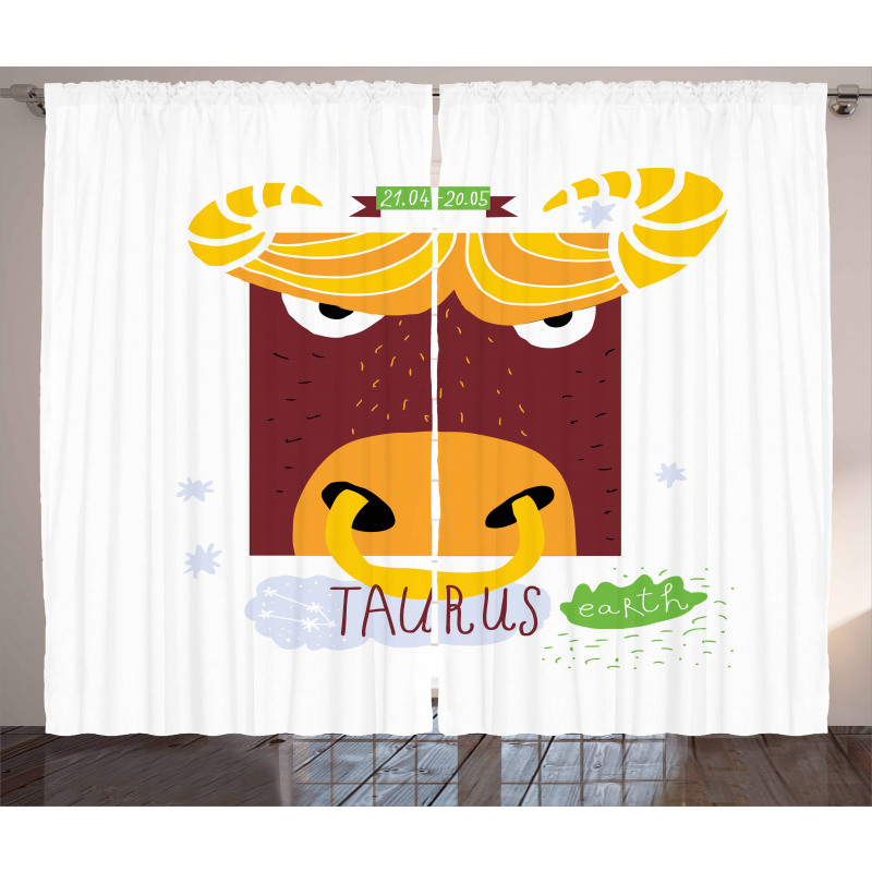 Angry Bull Face Curtain