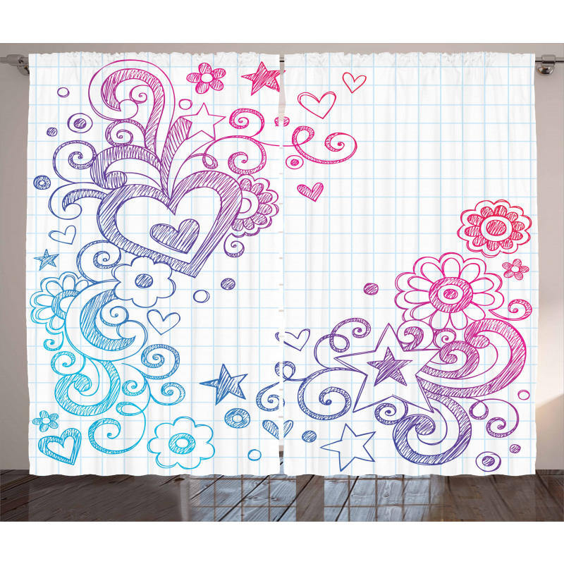 Valentines Day Swirls Curtain