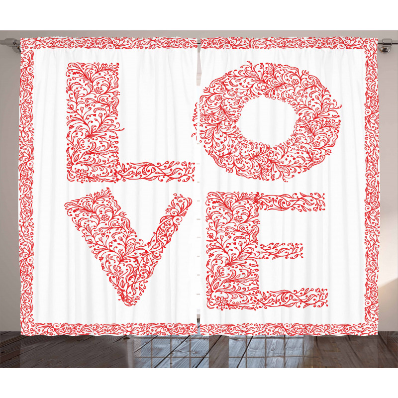 Floral Valentines Day Curtain