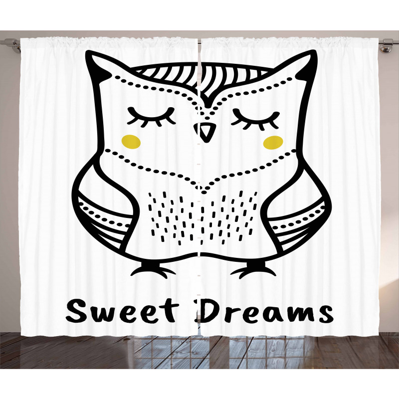 Doodle Style Owl Curtain