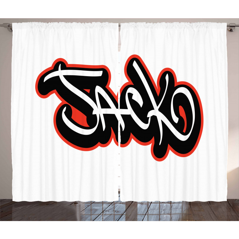 Graffiti Font Male Name Curtain